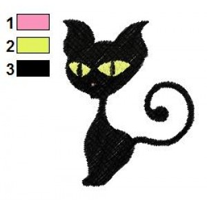 Black Cat Embroidery Design 04